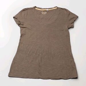 SO Wear It Declare It Womens Junior Medium Marled Brown V-Neck Tee Layering Top